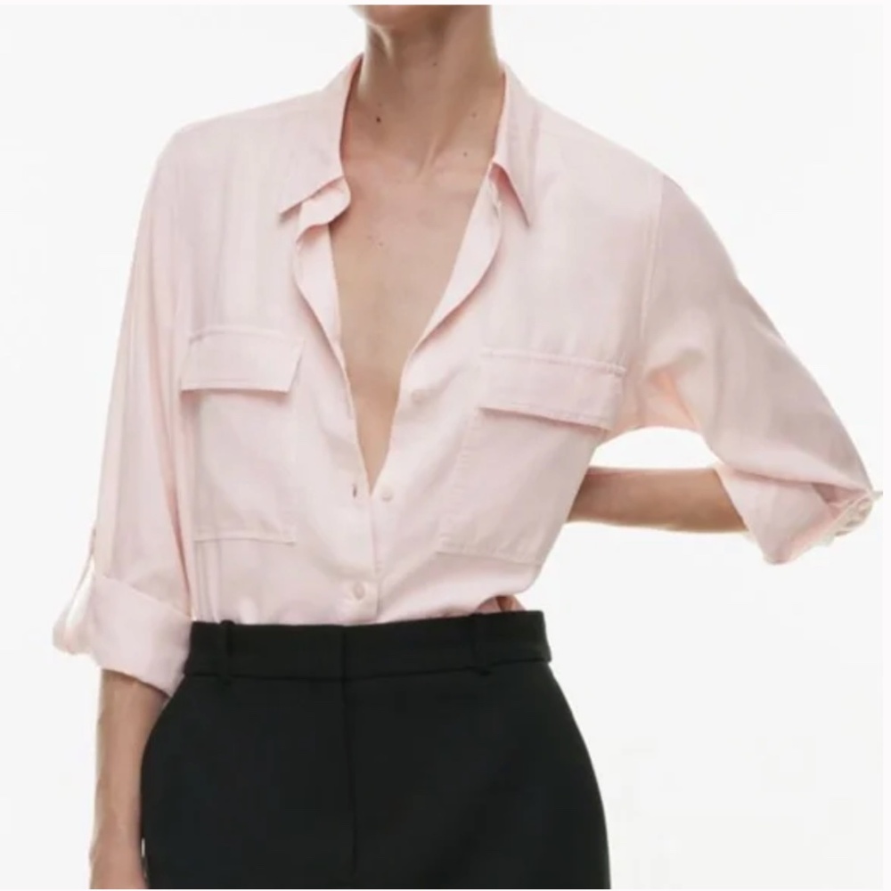 Aritizia Babaton Pink Tencel  Utility Shirt Limited Edition Size S